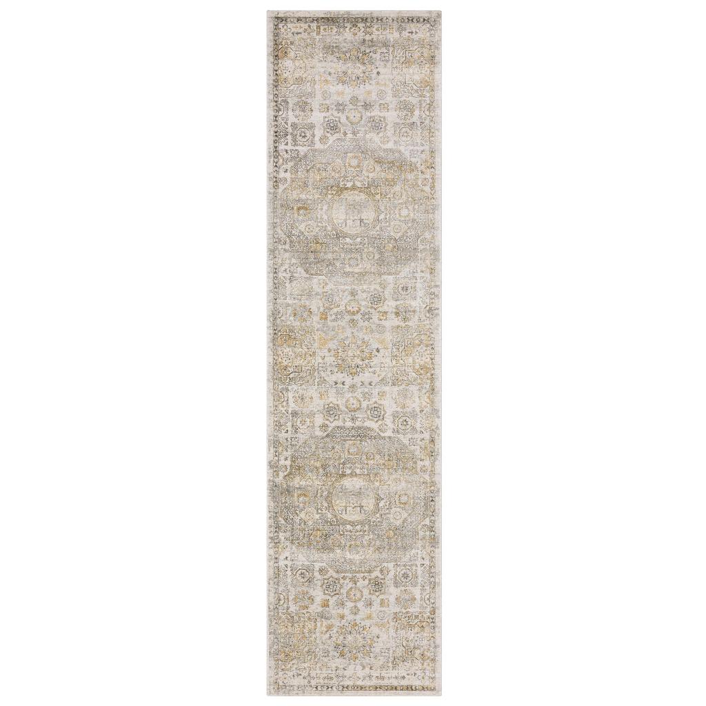 Oriental Weavers Windham WIN05 Grey Rectangle Indoor Runner Medallion Pattern-