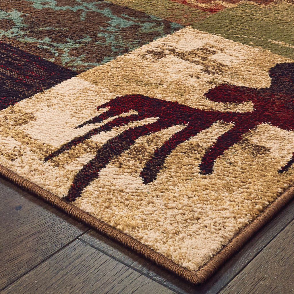 Oriental Weavers Woodlands 9649A Multicolor Rectangle Indoor Area Rug - Cozy Stain Resistant Low Pile Rug-