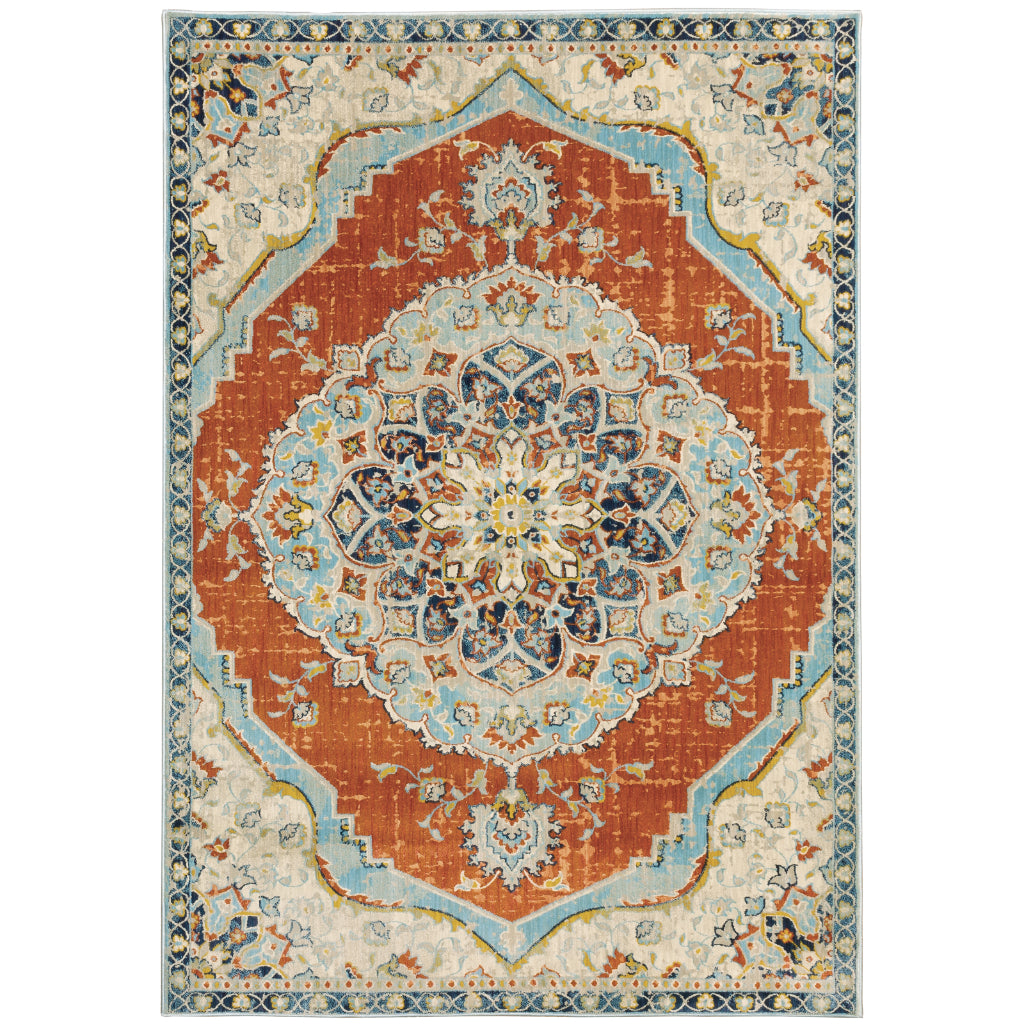 Oriental Weavers Xanadu 1332Q Multicolor Rectangle Indoor Area Rug - Stain Resistant Low Pile Rug with Medallion Design-