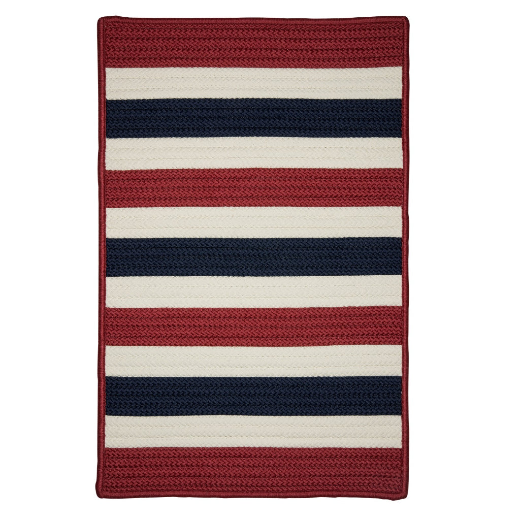 Colonial Mills Portico Patriotic Stripe Rectangle Indoor / Outdoor Area Rug - Stain &amp; Fade Resistant Reversible Handmade Rug