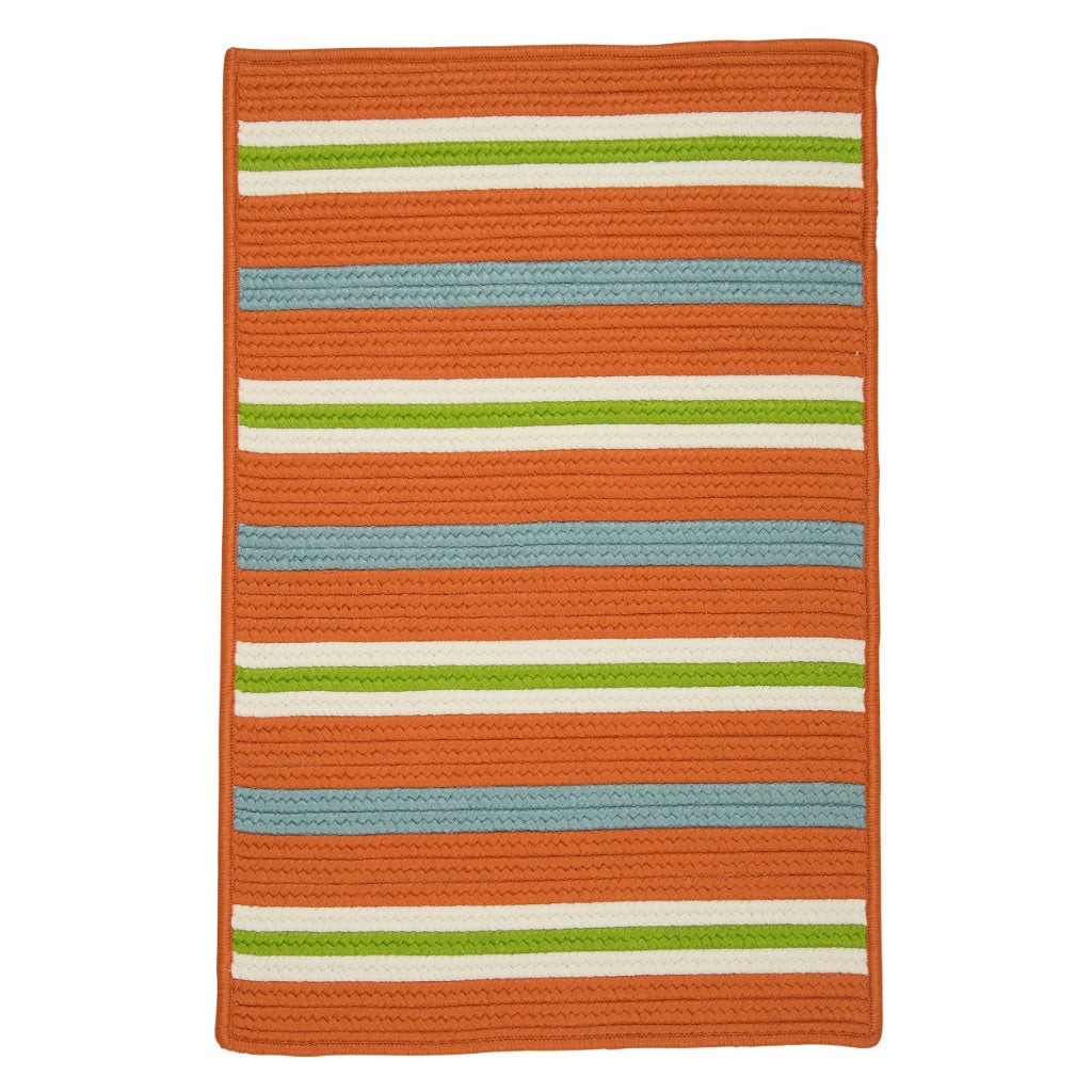 Colonial Mills Painter Stripe Tangerine Rectangle Indoor / Outdoor Area Rug - Stain &amp; Fade Resistant Reversible Handmade Rug