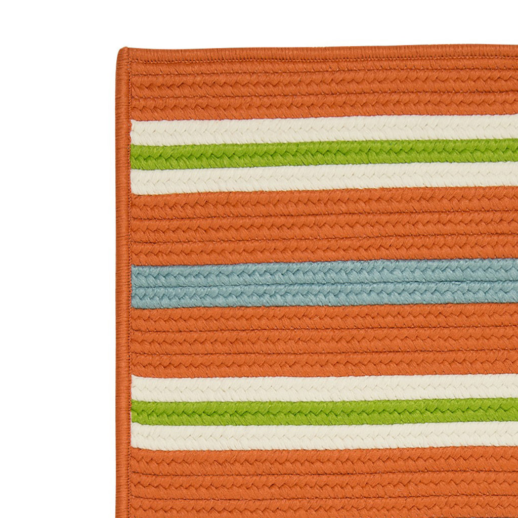 Colonial Mills Painter Stripe Tangerine Rectangle Indoor / Outdoor Area Rug - Stain &amp; Fade Resistant Reversible Handmade Rug