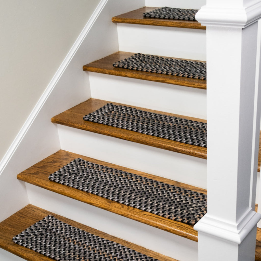 Colonial Mills Pinto Gray Rectangle Indoor Stair Tread - Elegant Reversible Handmade Stair Tread