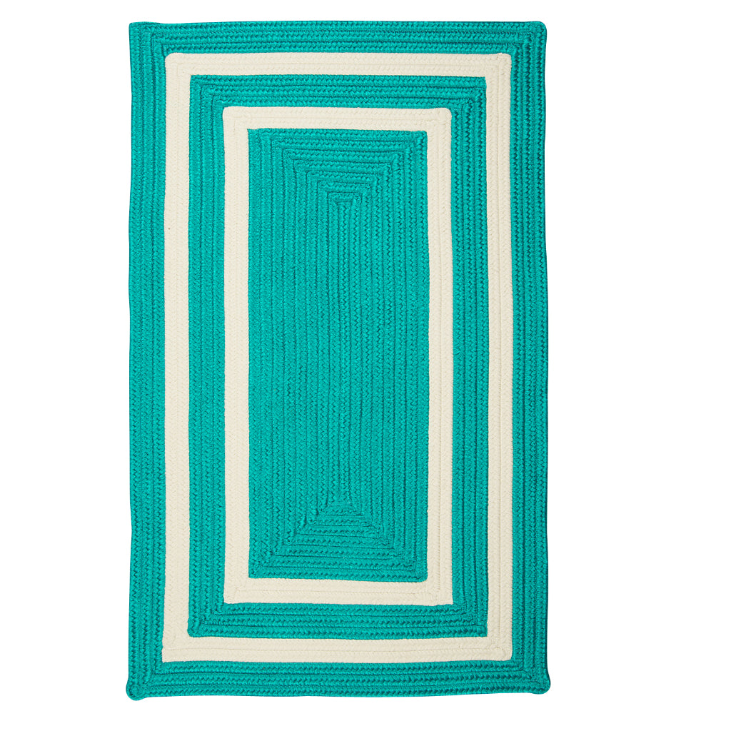 Colonial Mills La Playa Aqua Rectangle Indoor / Outdoor Area Rug - Stain &amp; Fade Resistant Reversible Handmade Rug