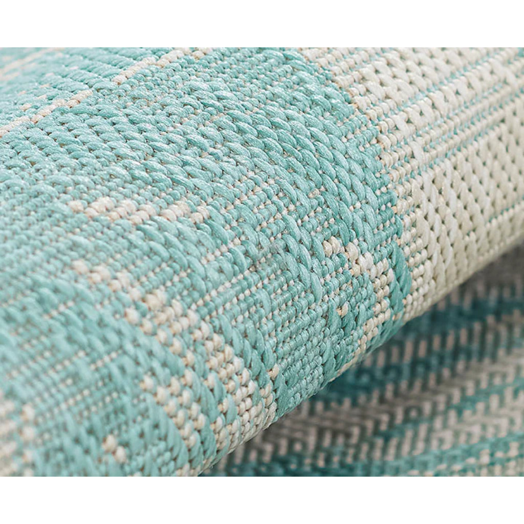 Momeni Riviera RV-01 Aqua Rectangle Indoor / Outdoor Power Loomed Area Rug - Stylish &amp; Versatile Washable Living Room, Porch &amp; Patio Rug