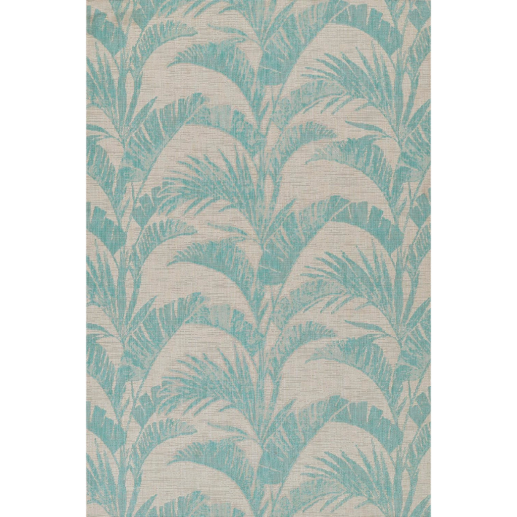 Momeni Riviera RV-01 Aqua Rectangle Indoor / Outdoor Power Loomed Area Rug - Stylish & Versatile Washable Living Room, Porch & Patio Rug-