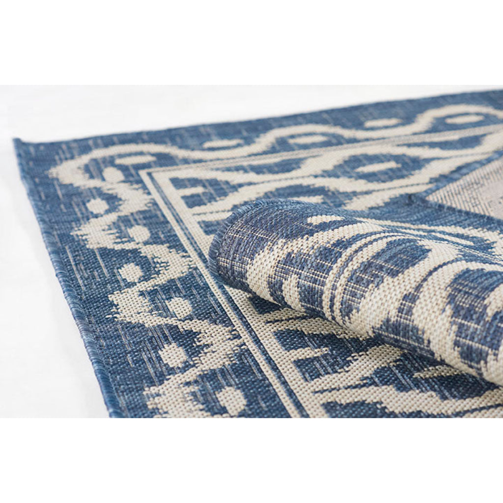 Momeni Riviera RV-02 Blue Rectangle Indoor / Outdoor Power Loomed Area Rug - Stylish &amp; Versatile Washable Living Room, Porch &amp; Patio Rug