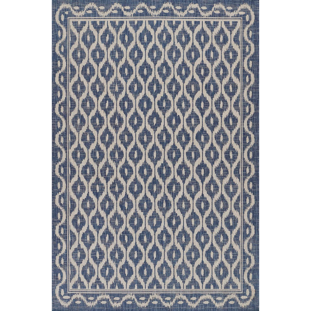 Momeni Riviera RV-02 Blue Rectangle Indoor / Outdoor Power Loomed Area Rug - Stylish &amp; Versatile Washable Living Room, Porch &amp; Patio Rug