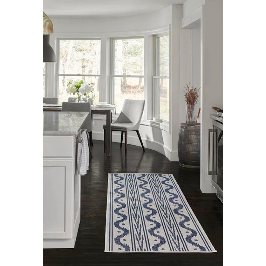 Momeni Riviera RV-05 Blue Rectangle Indoor / Outdoor Power Loomed Runner - Stylish &amp; Versatile Washable Living Room, Porch &amp; Patio Runner