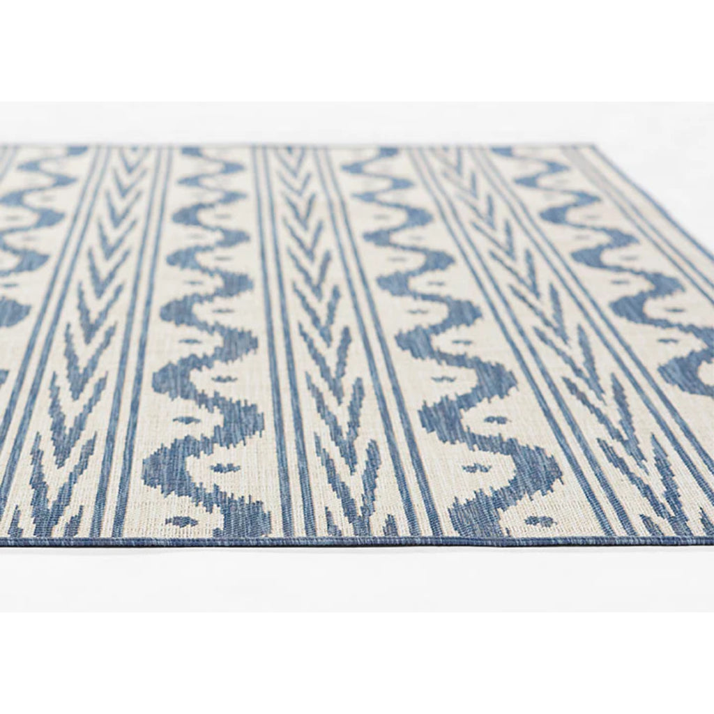 Momeni Riviera RV-05 Blue Rectangle Indoor / Outdoor Power Loomed Runner - Stylish &amp; Versatile Washable Living Room, Porch &amp; Patio Runner