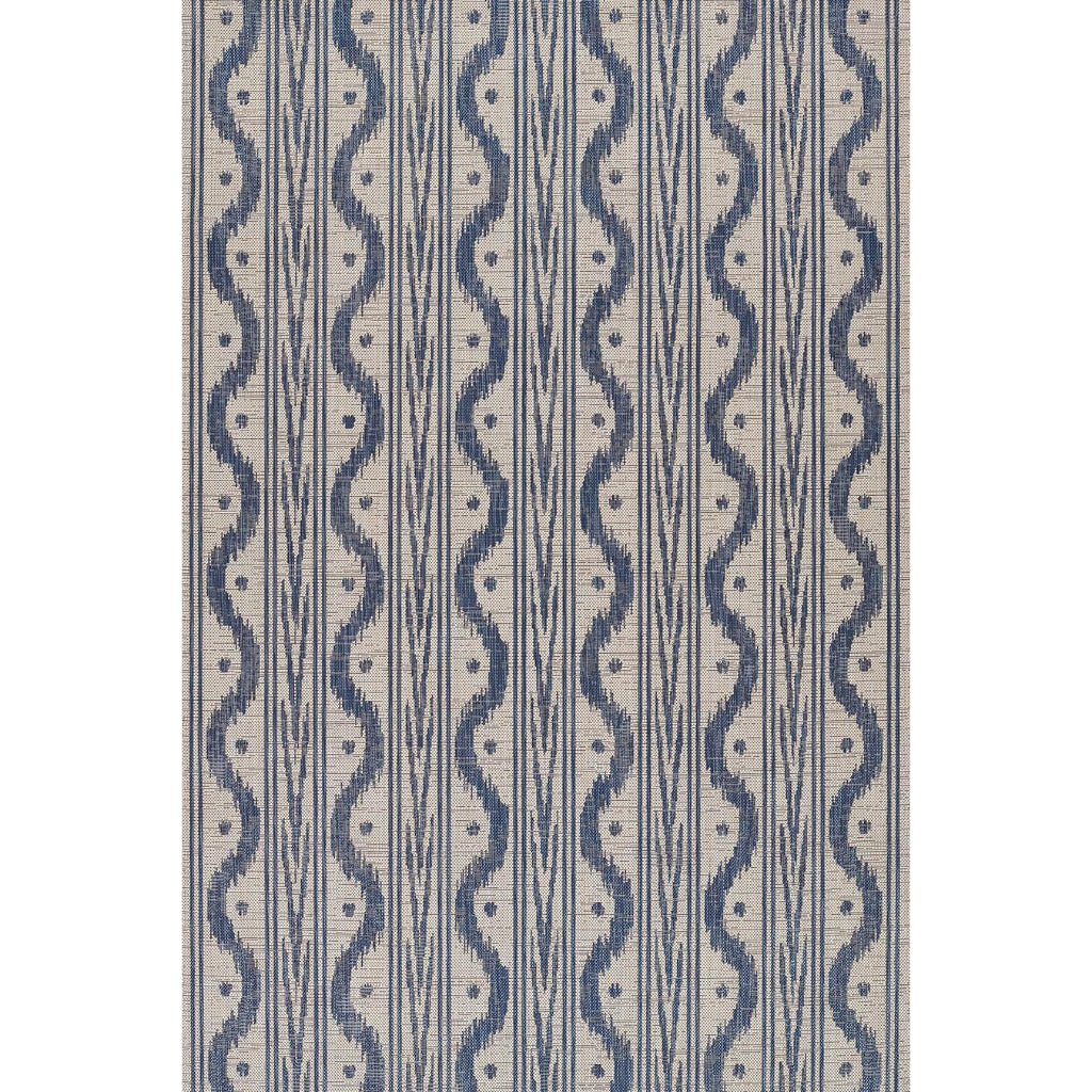 Momeni Riviera RV-05 Blue Rectangle Indoor / Outdoor Power Loomed Area Rug - Stylish &amp; Versatile Washable Living Room, Porch &amp; Patio Rug