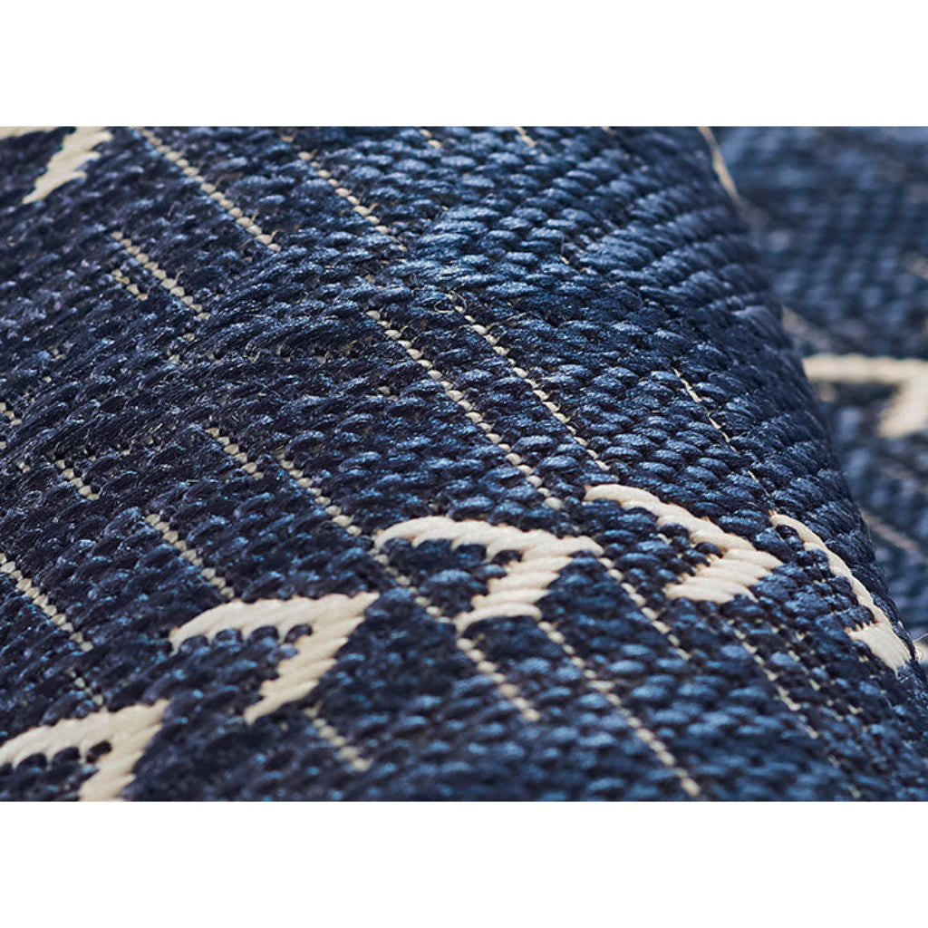 Momeni Riviera RV-06 Navy Rectangle Indoor / Outdoor Power Loomed Runner - Trendy &amp; Versatile Washable Living Room, Porch &amp; Patio Runner
