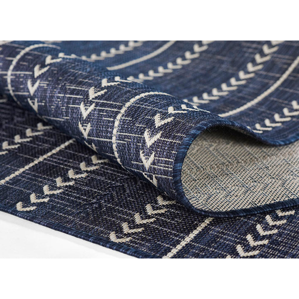 Momeni Riviera RV-06 Navy Rectangle Indoor / Outdoor Power Loomed Runner - Trendy &amp; Versatile Washable Living Room, Porch &amp; Patio Runner