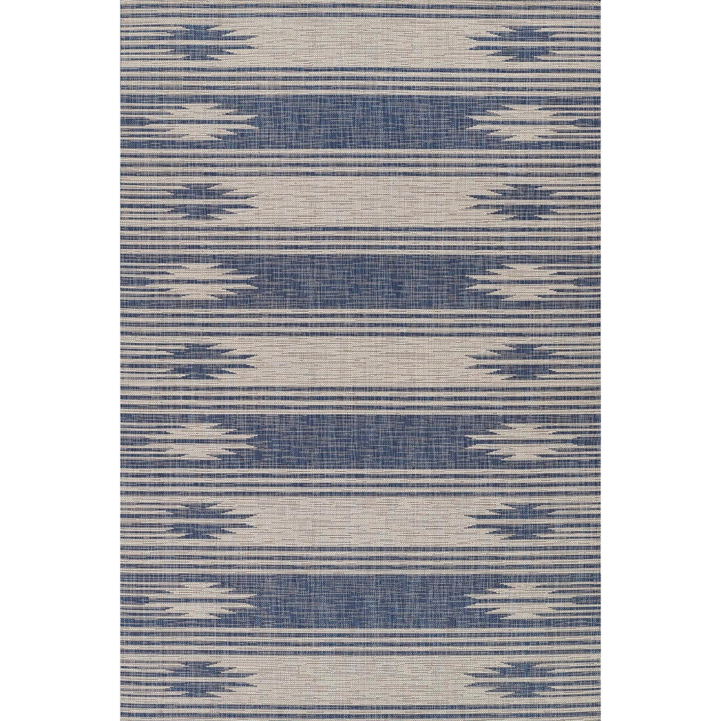 Momeni Riviera RV-07 Blue Rectangle Indoor / Outdoor Power Loomed Area Rug - Vibrant &amp; Versatile Washable Living Room, Porch &amp; Patio Rug