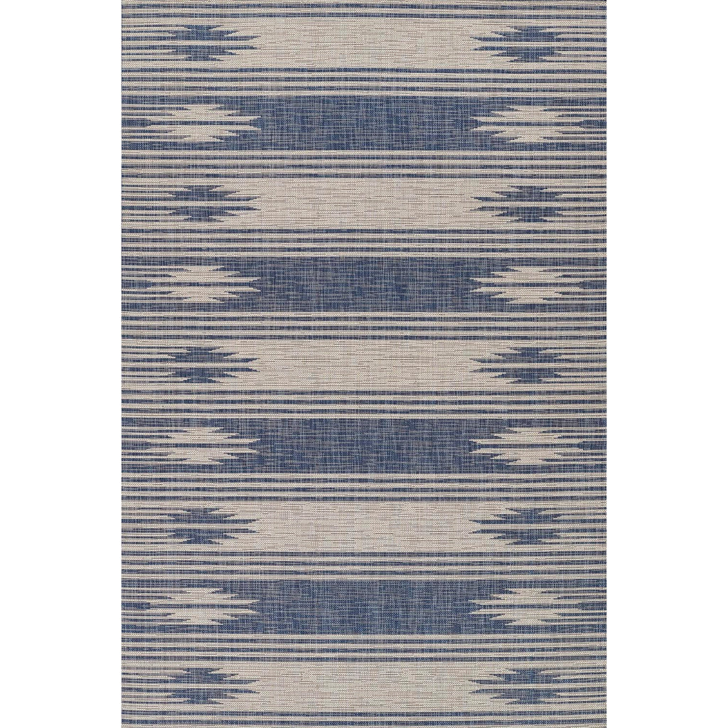 Momeni Riviera RV-07 Blue Rectangle Indoor / Outdoor Power Loomed Area Rug - Vibrant & Versatile Washable Living Room, Porch & Patio Rug-