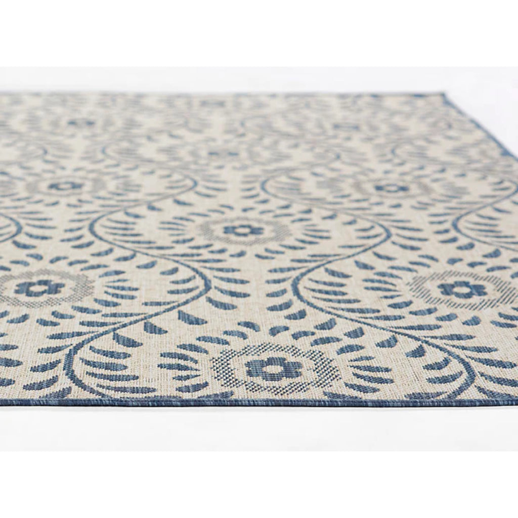 Momeni Riviera RV-09 Blue Rectangle Indoor / Outdoor Power Loomed Area Rug - Trendy &amp; Versatile Washable Living Room, Porch &amp; Patio Rug