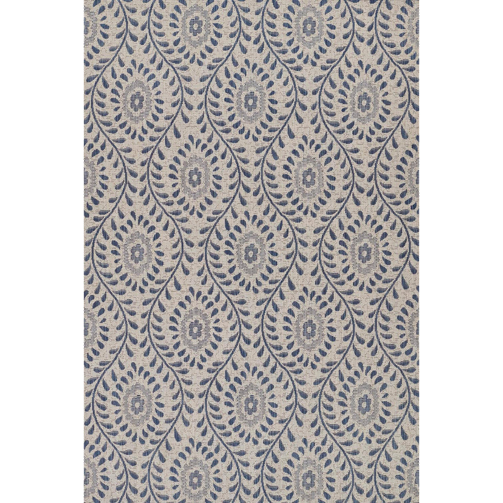 Momeni Riviera RV-09 Blue Rectangle Indoor / Outdoor Power Loomed Area Rug - Trendy & Versatile Washable Living Room, Porch & Patio Rug-