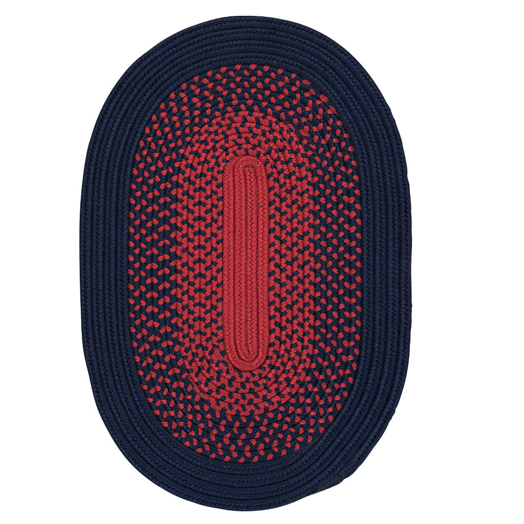 Colonial Mills Seadog Bright Two-Color Oval Indoor / Outdoor Area Rug - Stain &amp; Fade Resistant Reversible Rug with Navy Blue &amp; Red Accent