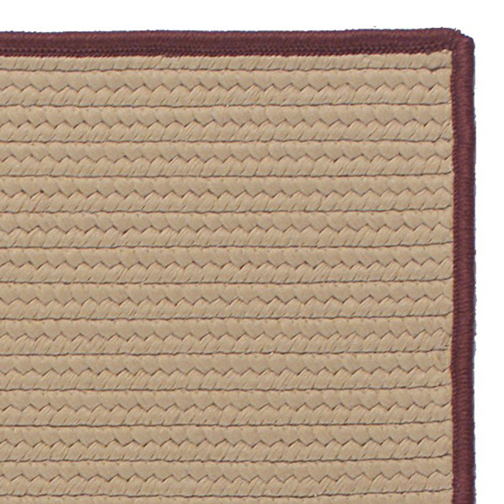 Colonial Mills Seville Beige Rectangle Indoor / Outdoor Area Rug - Stain &amp; Fade Resistant Reversible Rug with Maroon Border