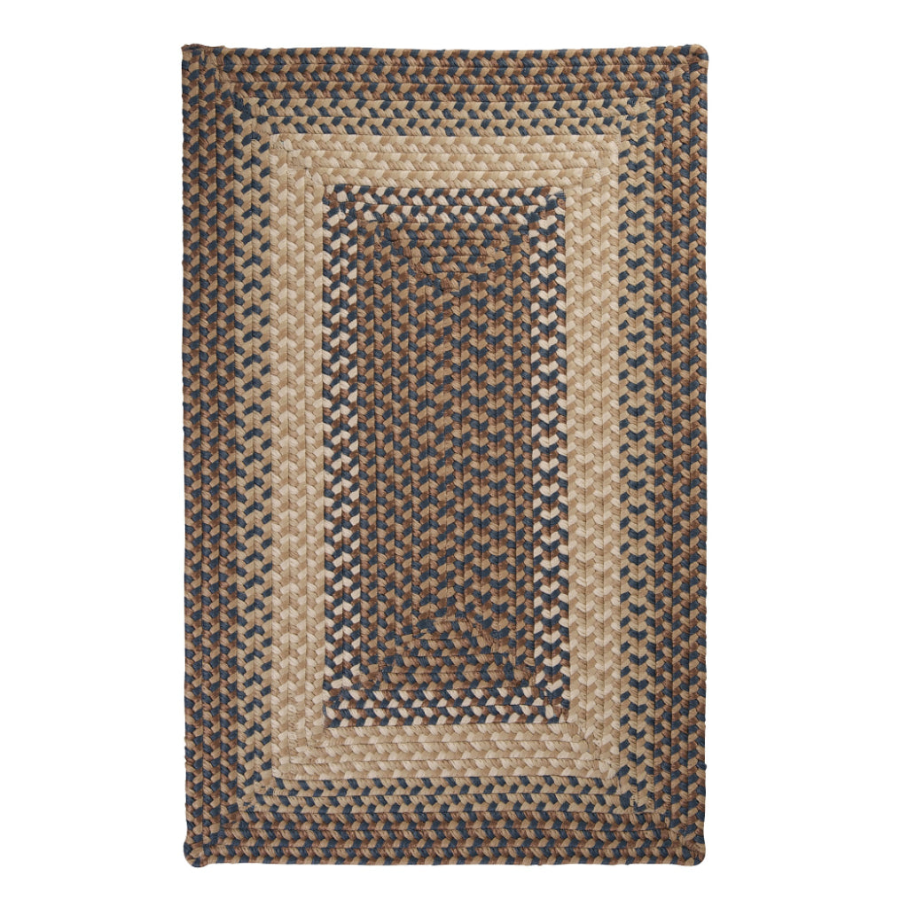 Colonial Mills Tiburon Multicolor Rectangle Indoor / Outdoor Area Rug - Stain &amp; Fade Resistant Reversible Rug with Brown &amp; Blue Border