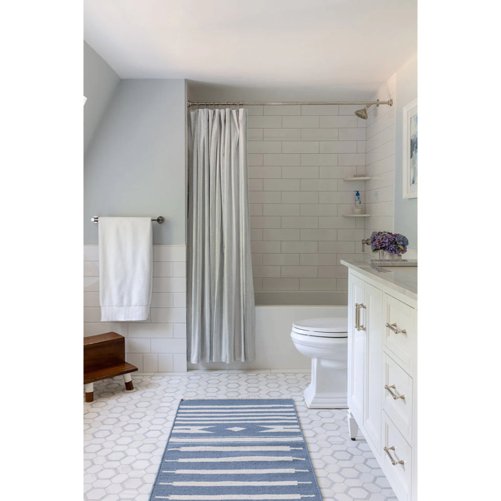 Momeni Billings THO-1 Light Blue Thompson by Erin Gates Bohemian Runner - Stylish Low Pile Rug with Stripes & Tribal Design Made of 100% Wool-