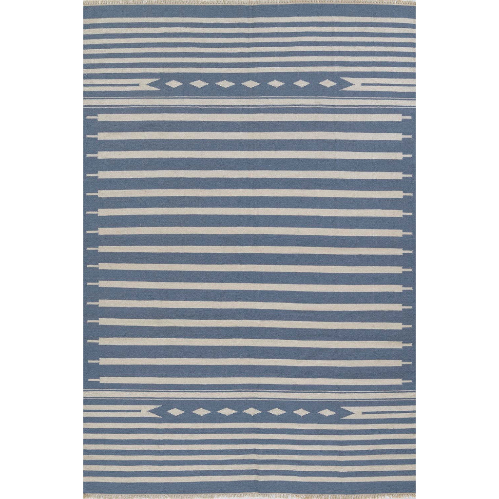 Momeni Billings THO-1 Light Blue Thompson by Erin Gates Bohemian Area Rug - Stylish Low Pile Rug with Stripes &amp; Tribal Design Made of 100% Wool