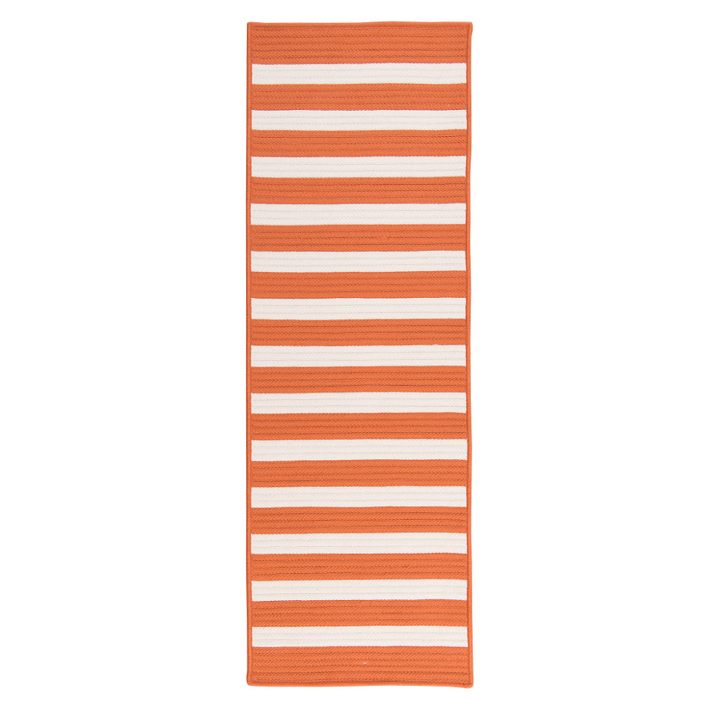 Colonial Mills Stripe It Tangerine Rectangle Indoor / Outdoor Runner - Stain &amp; Fade Resistant Reversible Kids Room Rug