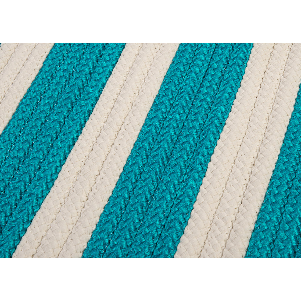 Colonial Mills Stripe It Turquoise Square Indoor / Outdoor Area Rug - Stain &amp; Fade Resistant Reversible Kids Room Rug