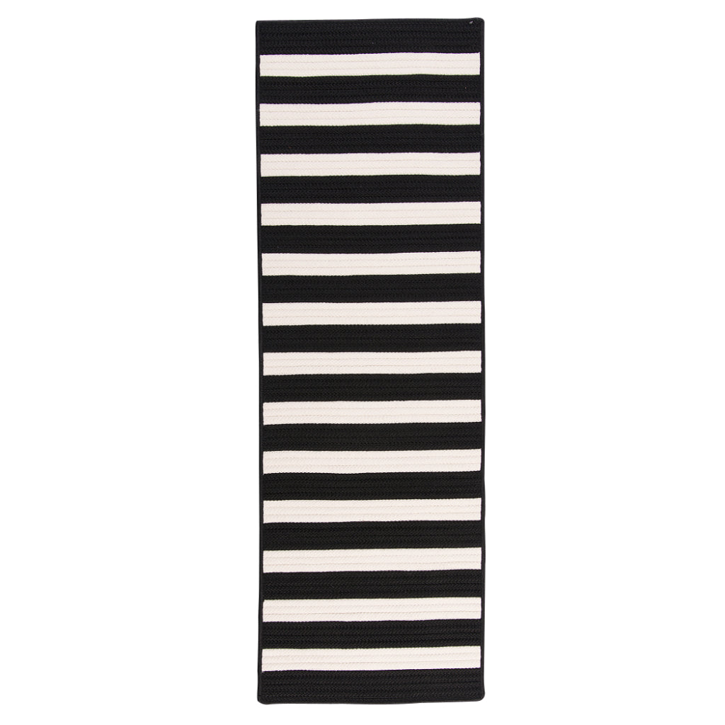 Colonial Mills Stripe It Black Rectangle Indoor / Outdoor Runner - Stain &amp; Fade Resistant Reversible Kids Room Rug