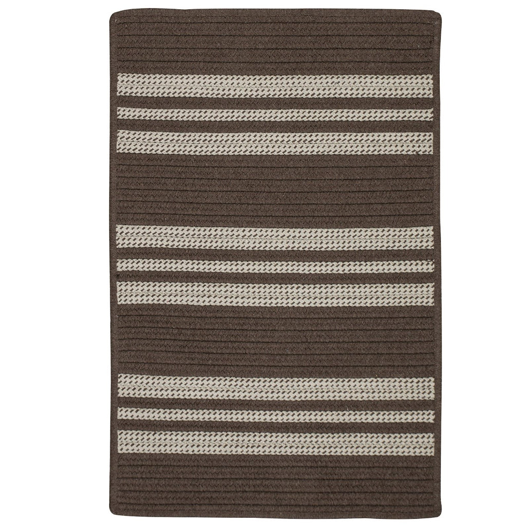 Colonial Mills Sunbrella Southport Stripe Mink Rectangle Indoor / Outdoor Area Rug - Stain &amp; Fade Resistant Reversible Handmade Rug