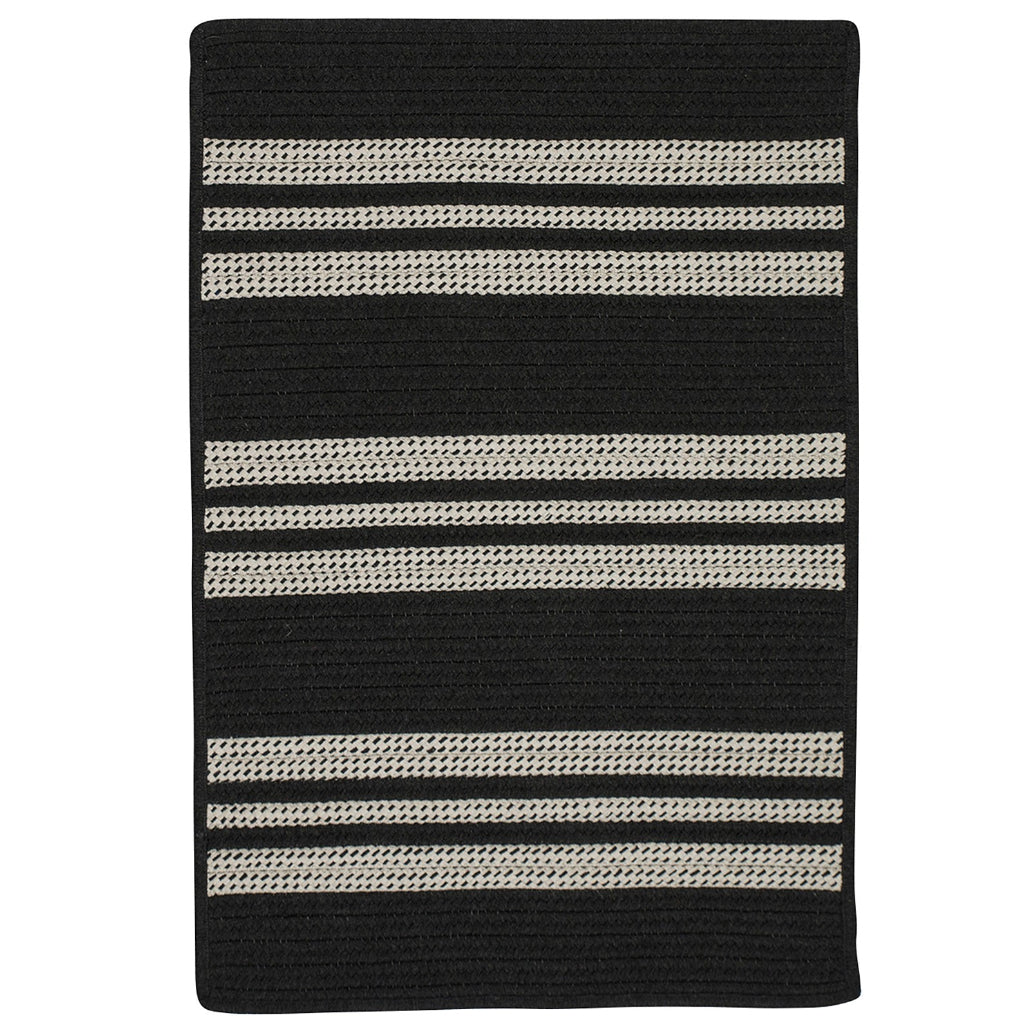 Colonial Mills Sunbrella Southport Stripe Black Rectangle Indoor / Outdoor Area Rug - Stain &amp; Fade Resistant Reversible Reversible Handmade Rug