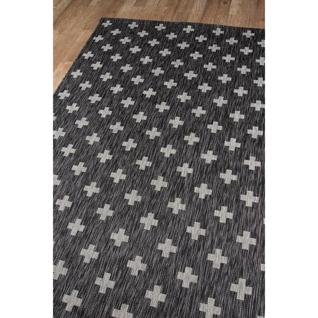 Momeni Villa VI-01 Umbria Charcoal Rectangle Indoor / Outdoor Runner - Elegant All-Weather Hallway & Patio Runner with Cross Pattern Design-