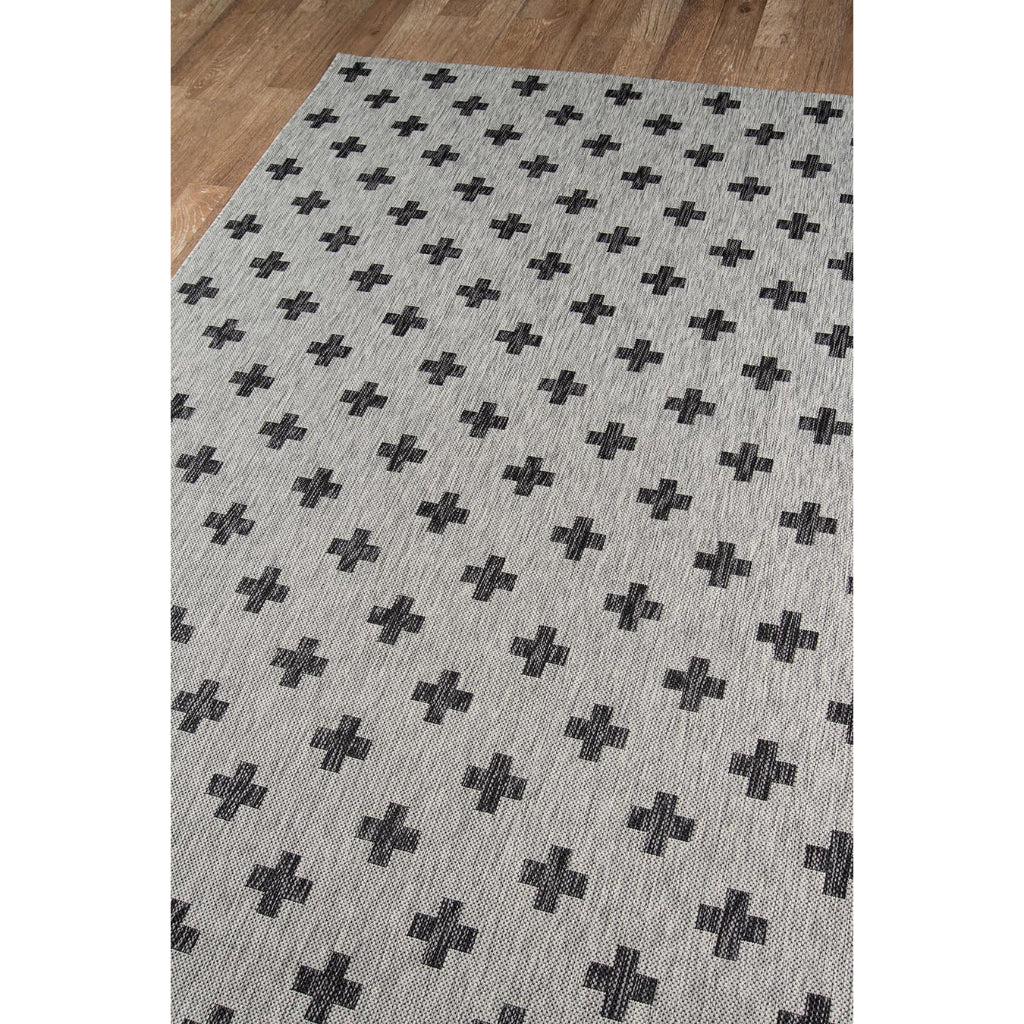 Momeni Villa VI-01 Umbria Grey Rectangle Indoor / Outdoor Area Rug - Stylish All-Weather Patio &amp; Living Room Rug with Cross Pattern Design