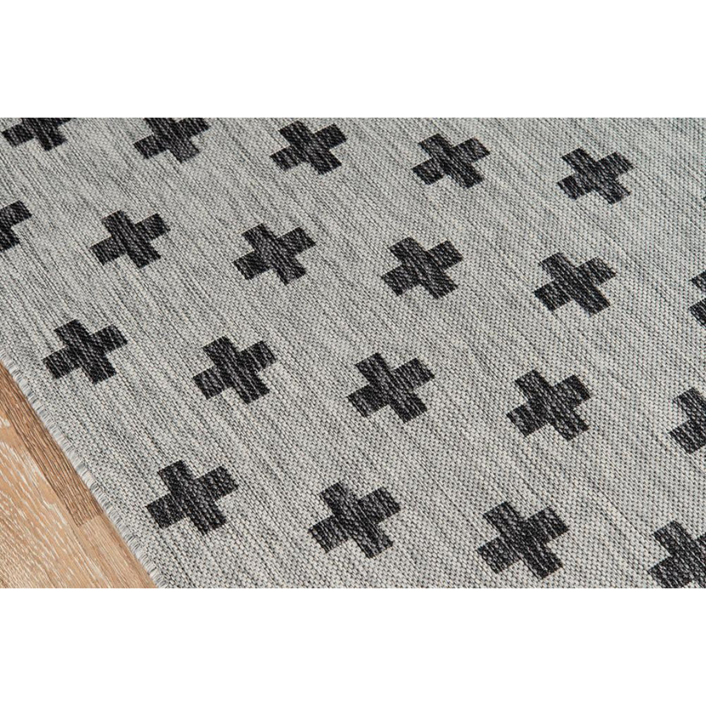 Momeni Villa VI-01 Umbria Grey Rectangle Indoor / Outdoor Area Rug - Stylish All-Weather Patio &amp; Living Room Rug with Cross Pattern Design