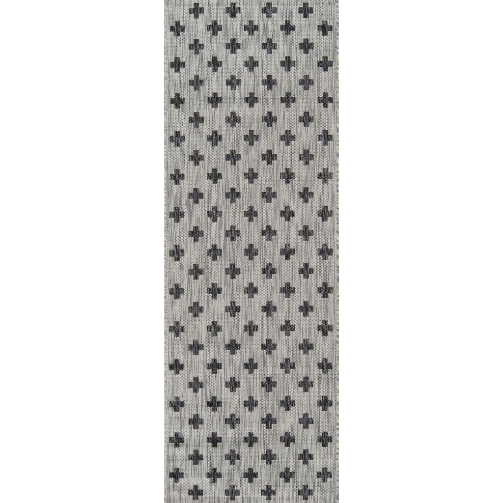 Momeni Villa VI-01 Umbria Grey Rectangle Indoor / Outdoor Runner - Stylish All-Weather Hallway & Patio Runner with Cross Pattern Design-