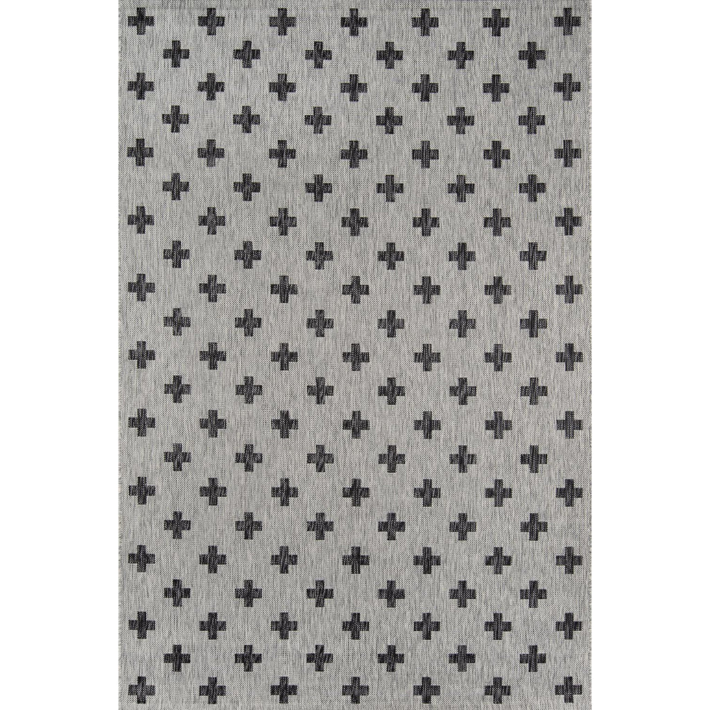 Momeni Villa VI-01 Umbria Grey Rectangle Indoor / Outdoor Area Rug - Stylish All-Weather Patio &amp; Living Room Rug with Cross Pattern Design