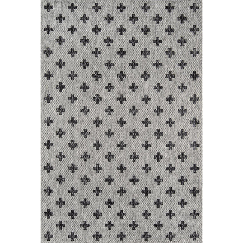 Momeni Villa VI-01 Umbria Grey Rectangle Indoor / Outdoor Area Rug - Stylish All-Weather Patio & Living Room Rug with Cross Pattern Design-