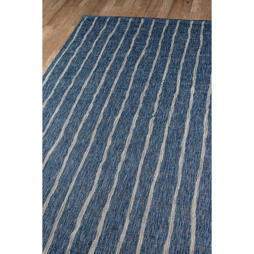 Momeni Villa VI-03 Sicily Blue Rectangle Indoor / Outdoor Area Rug - Cozy All-Weather Patio &amp; Living Room Rug with Vertical Stripe Design