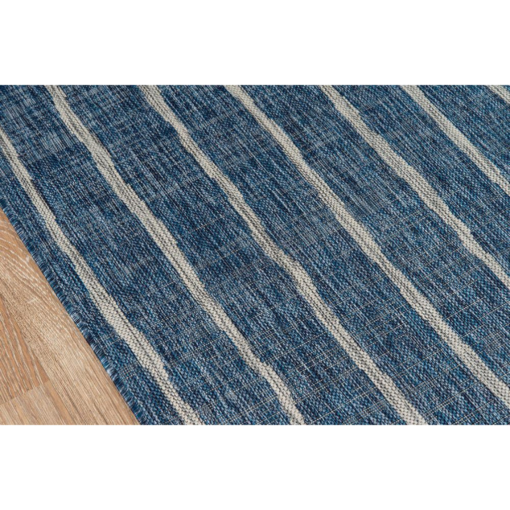 Momeni Villa VI-03 Sicily Blue Rectangle Indoor / Outdoor Area Rug - Cozy All-Weather Patio &amp; Living Room Rug with Vertical Stripe Design