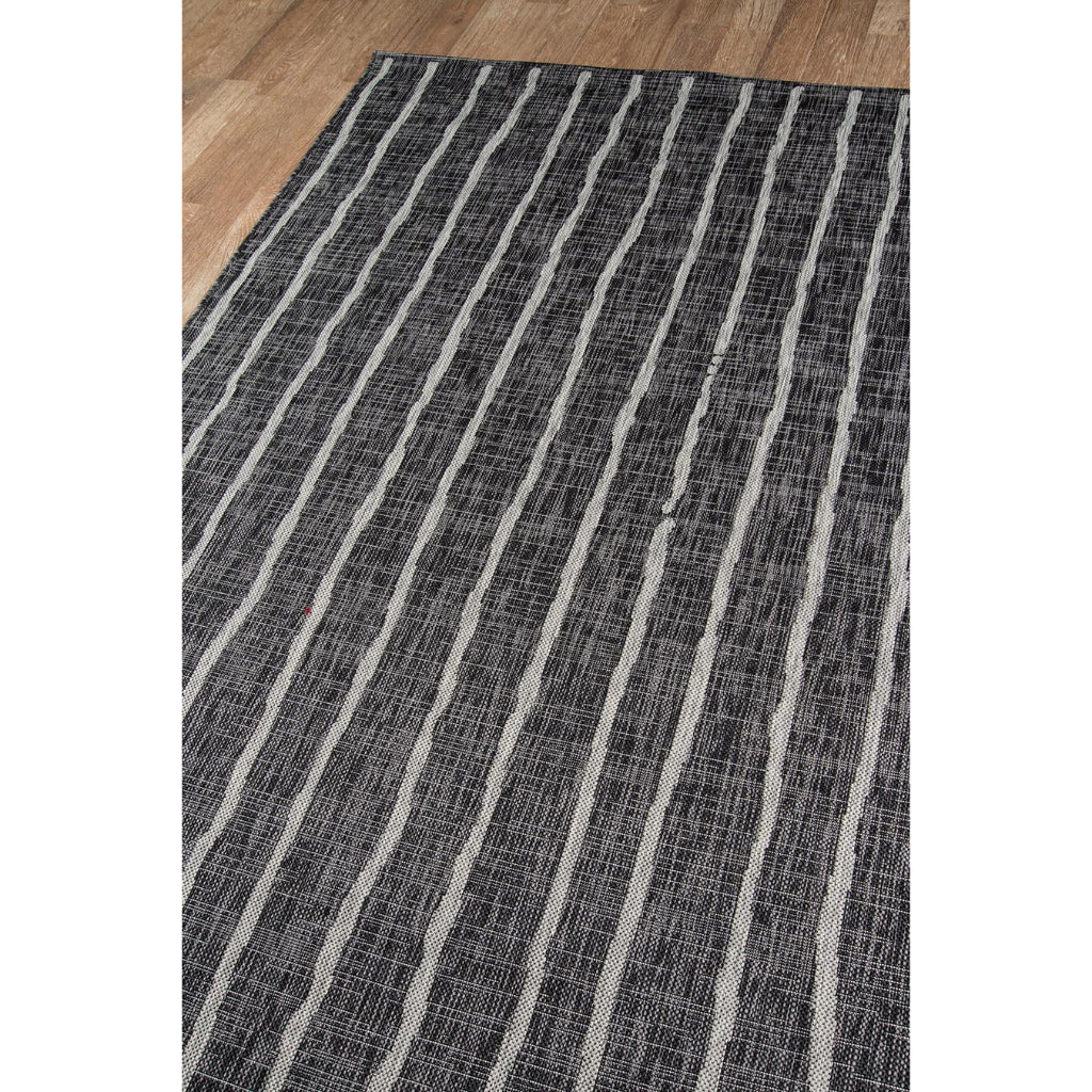 Momeni Villa VI-03 Sicily Charcoal Rectangle Indoor / Outdoor Area Rug - Elegant All-Weather Patio &amp; Living Room Rug with Vertical Stripe Design