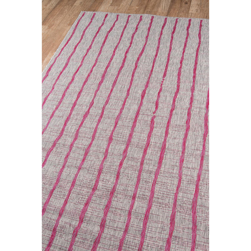 Momeni Villa VI-03 Sicily Fuchsia Rectangle Indoor / Outdoor Runner - Vibrant All-Weather Hallway &amp; Patio Runner with Vertical Stripe Design