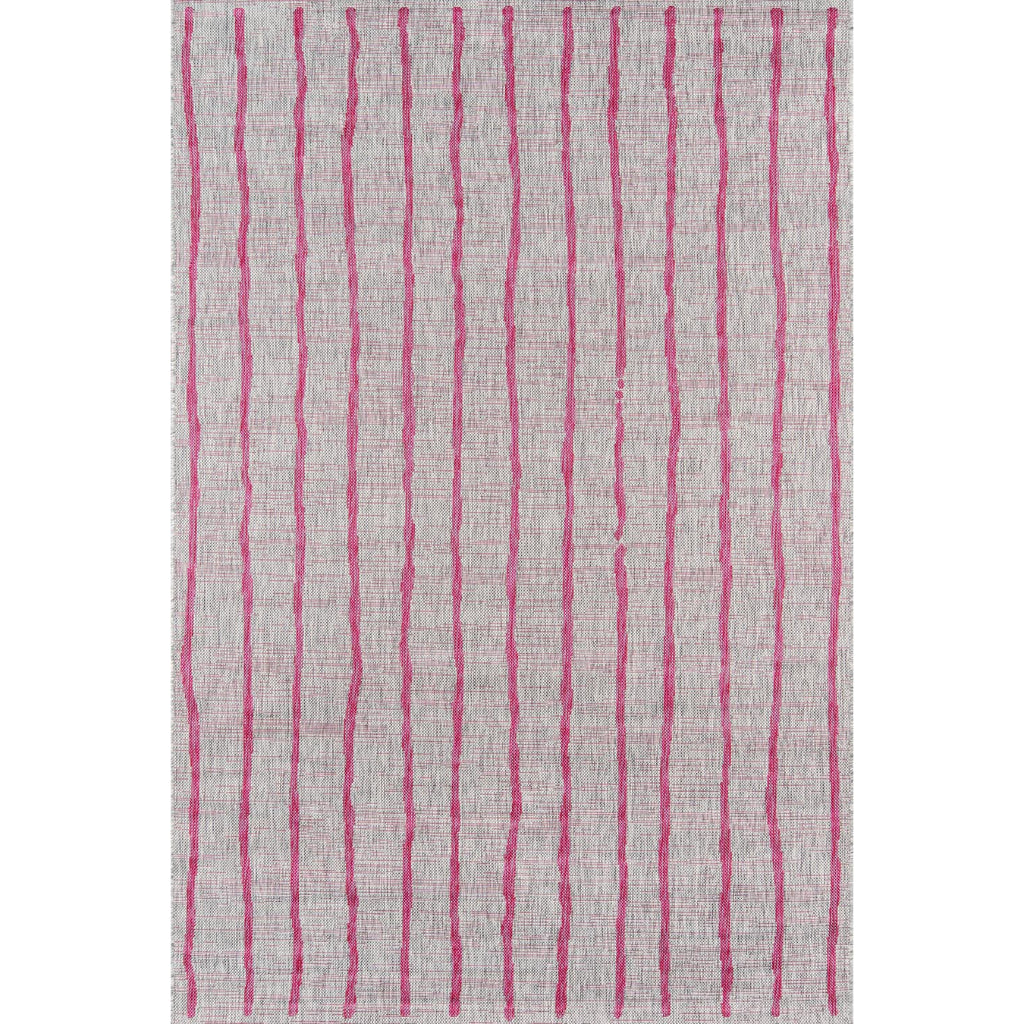 Momeni Villa VI-03 Sicily Fuchsia Rectangle Indoor / Outdoor Area Rug - Vibrant All-Weather Patio & Living Room Rug with Vertical Stripe Design-