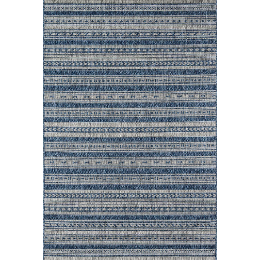 Momeni Villa VI-04 Tuscany Blue Rectangle Indoor / Outdoor Area Rug - Stylish All-Weather Patio & Living Room Rug with Tribal Design-