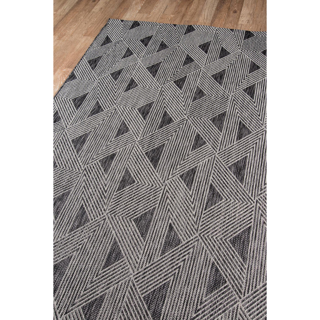 Momeni Villa VI-06 Como Charcoal Rectangle Indoor / Outdoor Runner - Elegant All-Weather Hallway &amp; Patio Runner with Geometric Design