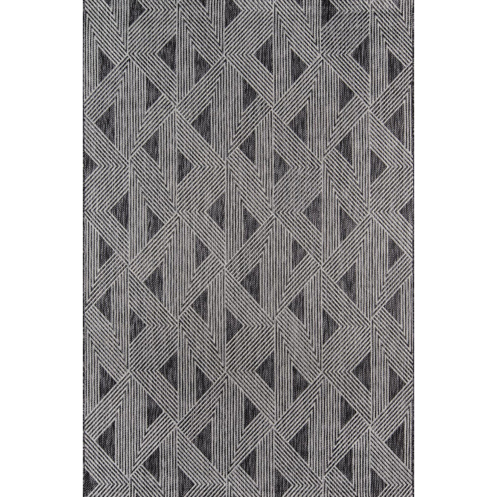 Momeni Villa VI-06 Como Charcoal Rectangle Indoor / Outdoor Area Rug - Elegant All-Weather Patio &amp; Living Room Rug with Geometric Design