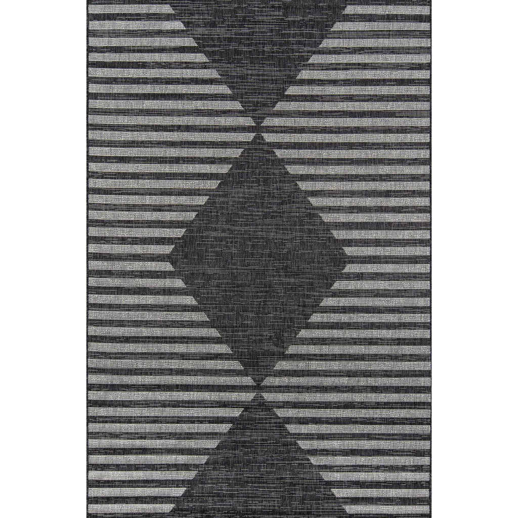 Momeni Villa VI-07 Cavallo Charcoal Rectangle Indoor / Outdoor Area Rug - Elegant All-Weather Patio & Living Room Rug with Geometric Design-