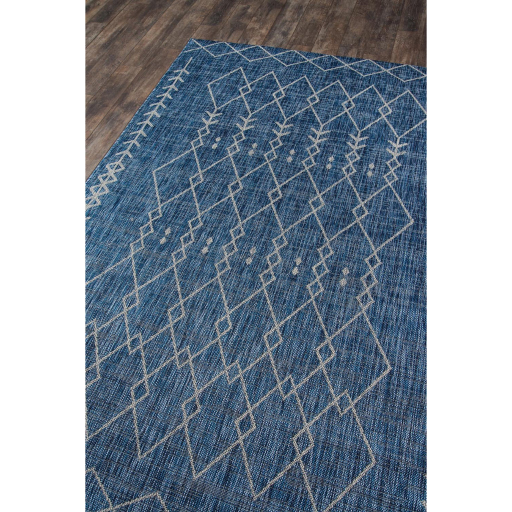 Momeni Villa VI-08 Monaco Blue Rectangle Indoor / Outdoor Runner - Exquisite All-Weather Hallway &amp; Patio Runner with Tribal Design