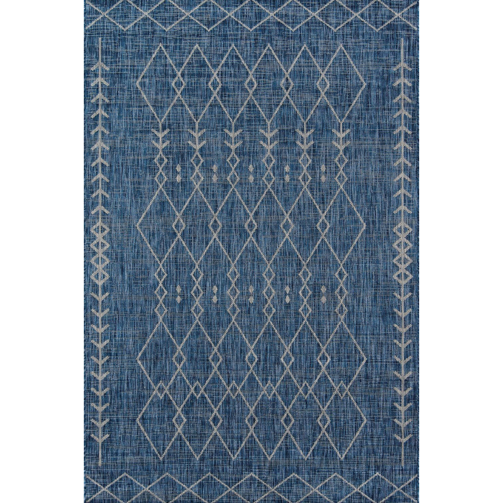 Momeni Villa VI-08 Monaco Blue Rectangle Indoor / Outdoor Area Rug - Exquisite All-Weather Patio & Living Room Rug with Tribal Design-