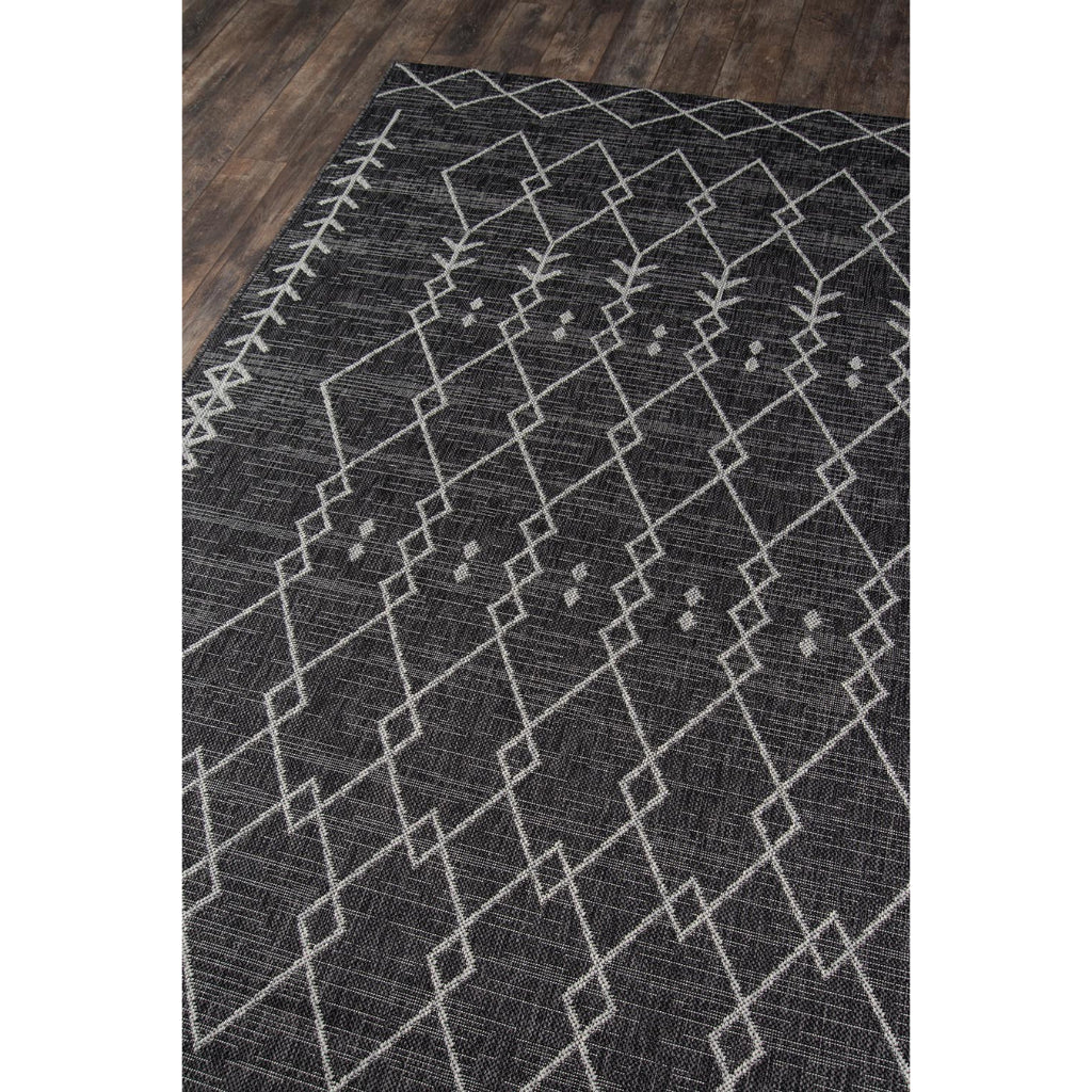 Momeni Villa VI-08 Monaco Charcoal Rectangle Indoor / Outdoor Area Rug - Stylish All-Weather Patio &amp; Living Room Rug with Tribal Design