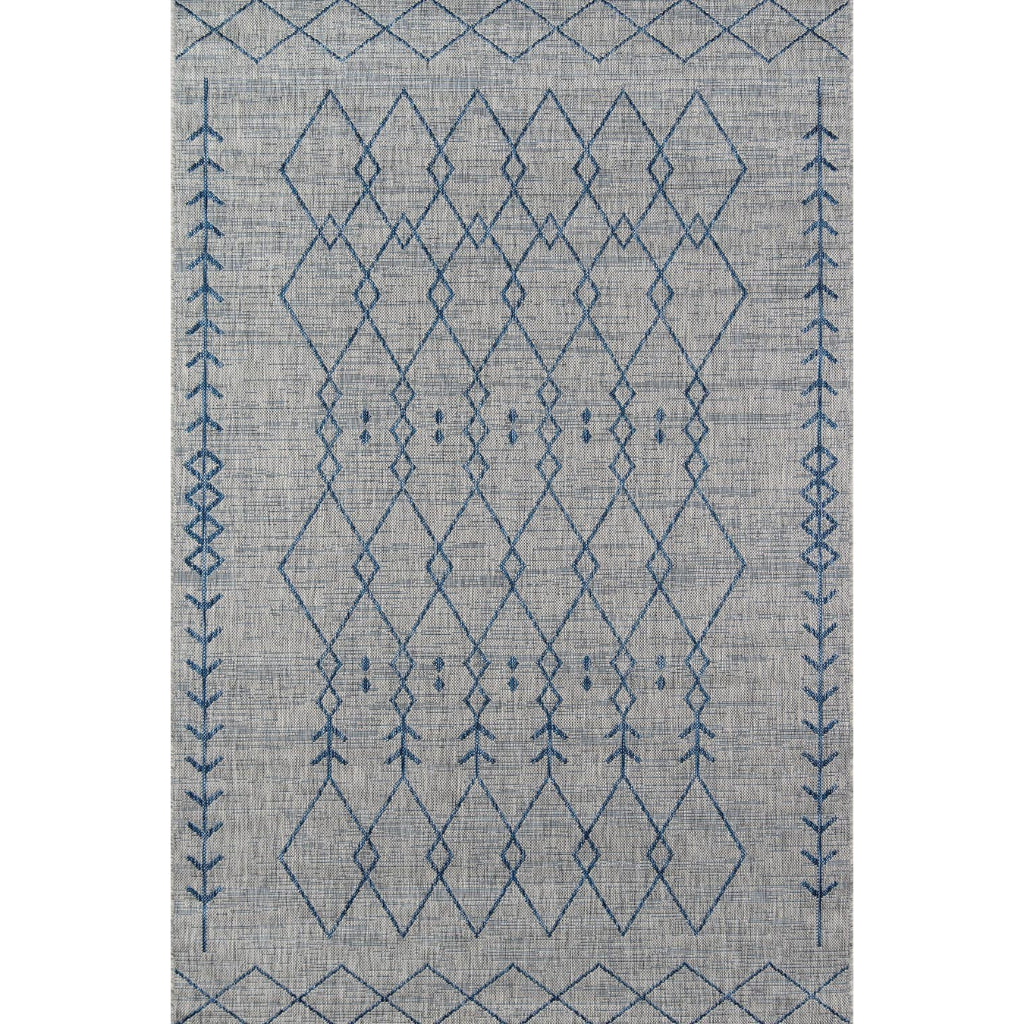 Momeni Villa VI-08 Monaco Grey Rectangle Indoor / Outdoor Area Rug - Trendy All-Weather Patio &amp; Living Room Rug with Tribal Design